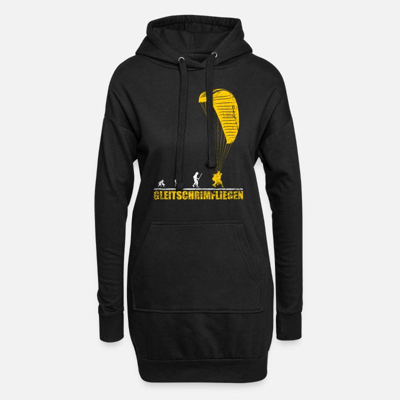 Evolution Gleitschirmfliegen Geschenk - Hoodie-Kleid - Schwarz