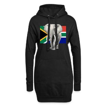 Elefant Flagge von Südafrika - Hoodie-Kleid - Schwarz - Vorne