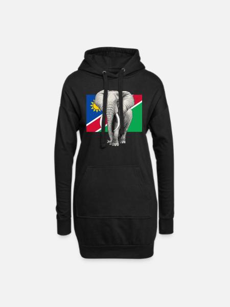 Elefant Flagge von Namibia - Hoodie-Kleid - Schwarz