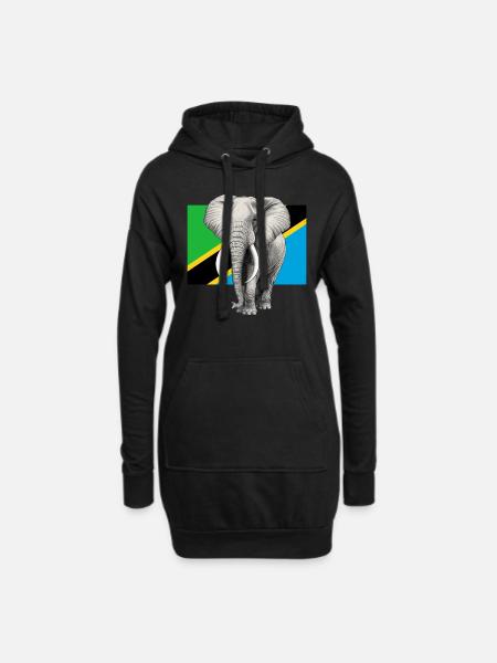 Elefant Flagge von Tanzania - Hoodie-Kleid - Schwarz