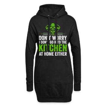 Mach dir keine Sorgen, ich gehe nicht in die Küche - Hoodie-Kleid - Schwarz - Vorne