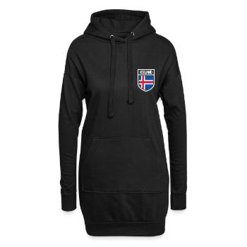 Island - Nationalfahne im Wappen - Hoodie-Kleid - Schwarz - Vorne