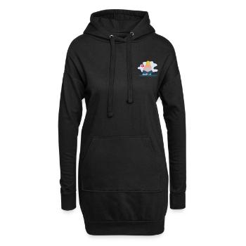 Des filles sur l’ordinateur portable - Sweat-shirt à capuche long Femme - noir - Devant