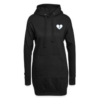 Lettre j cœur sport tendance bleu - idée cadeau - Sweat-shirt à capuche long Femme - noir - Devant