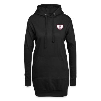 Buchstabe o Herz Sport Trend Burgund - Geschenkidee - Hoodie-Kleid - Schwarz - Vorne
