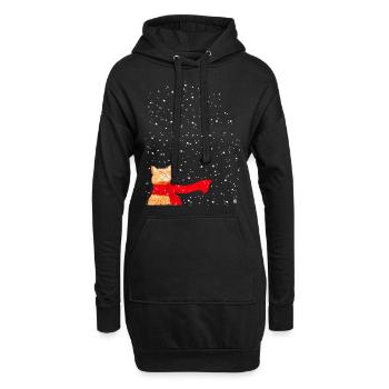 Schneekatze getigert - Hoodie-Kleid - Schwarz - Vorne