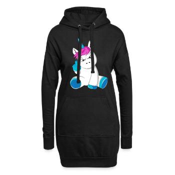 Einhorn Wütend Genervt Stinkefinger - Hoodie-Kleid - Schwarz - Vorne