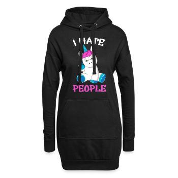 Licorne je déteste les gens doigts puants - Sweat-shirt à capuche long Femme - noir - Devant