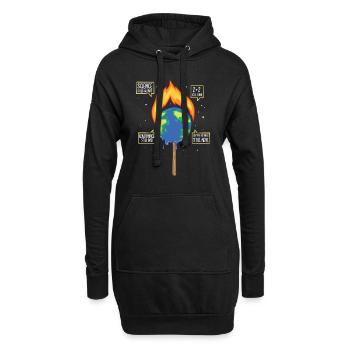 Klima Brennende Schmelzende Erde Climate Change - Hoodie-Kleid - Schwarz - Vorne