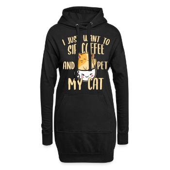 Lustiger Kaffee und Katze, die Koffein-Liebhaber - Hoodie-Kleid - Schwarz - Vorne