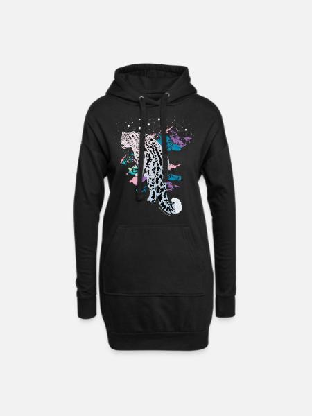 Snow Leopard - Hoodie-Kleid - Schwarz