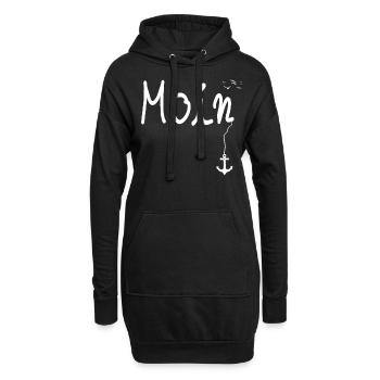 Moin Begrüßung - Moin mit Möwe - Hoodie-Kleid - Schwarz - Vorne