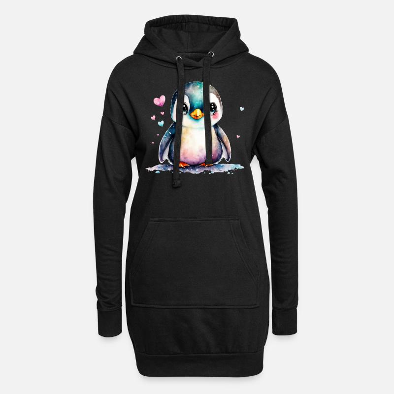 Ein kleines süsses Baby Pinguin Vogel Pinguine - Hoodie-Kleid - Schwarz