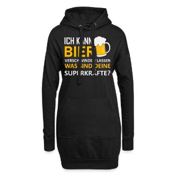 Ich kann Bier verschwinden lassen Bier Sprüche - Hoodie-Kleid - Schwarz - Vorne