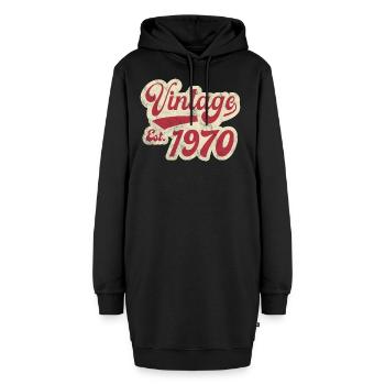 Vintage Est 1970 - Sweat-shirt à capuche long Femme - noir - Devant