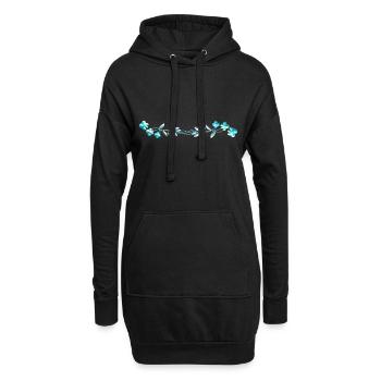 blaue Blumen Strich blüten - Hoodie-Kleid - Schwarz - Vorne