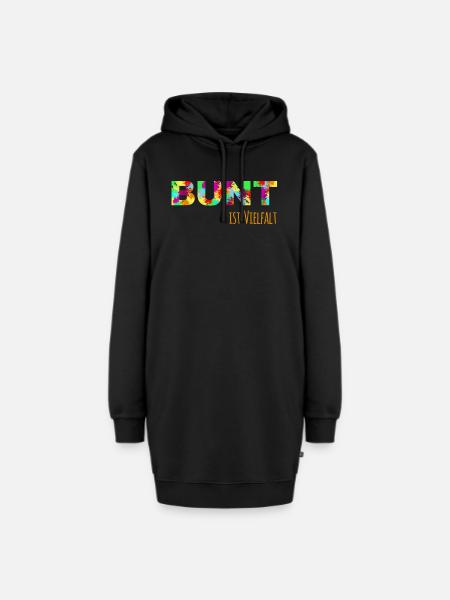 Bunt ist Vielfalt gegen Rassismus - Hoodie-Kleid - Schwarz