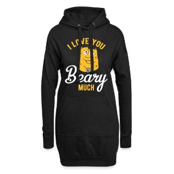 Paar Pärchen Partnerlook Design mit Bär Umarmng - Hoodie-Kleid - Schwarz - Vorne
