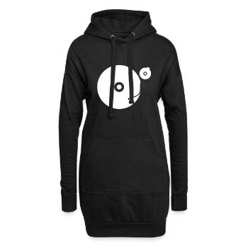 Plattenspieler - Hoodie-Kleid - Schwarz - Vorne