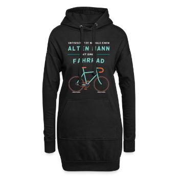Fahrrad - Alten Mann - Hoodie-Kleid - Schwarz - Vorne