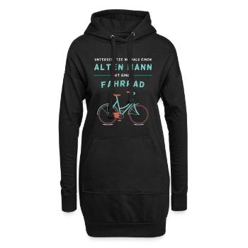 Fahrrad - Alten Mann - Hoodie-Kleid - Schwarz - Vorne