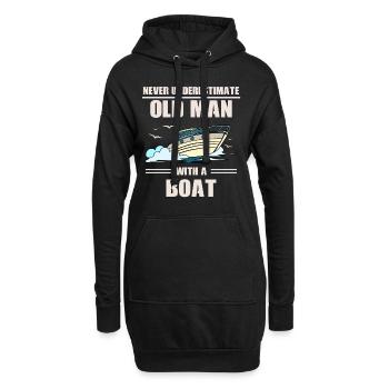 Never underestimate an old man with a boat - Hoodie Dress - black - Front