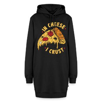 Käse Kruste Lustige Pizza - Hoodie-Kleid - Schwarz - Vorne