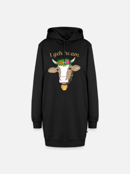 Kuh Almabtrieb Bauernhof - Hoodie-Kleid - Schwarz