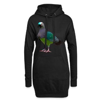 Illustration de pigeon grue - Sweat-shirt à capuche long Femme - noir - Devant