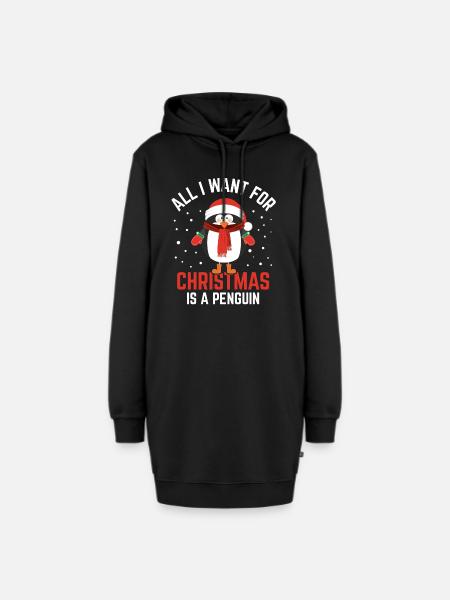 Pinguin Weihnachten - Hoodie-Kleid - Schwarz