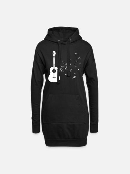 guitare - Sweat-shirt à capuche long Femme - noir