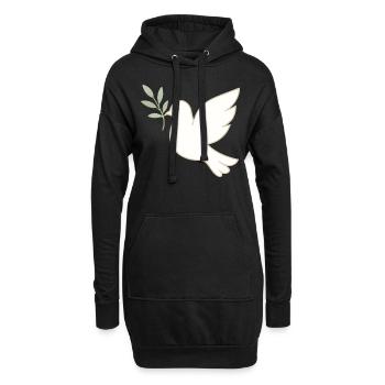 Friedenstaube mit Olivenzweig - Hoodie-Kleid - Schwarz - Vorne