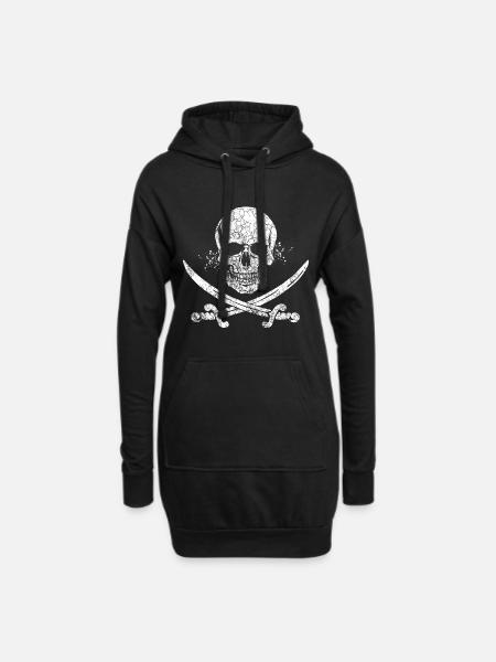 Totenkopf Säbel Schwert Pirat - Hoodie-Kleid - Schwarz