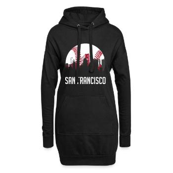 San Francisco Baseball Fan Downtown Skyline - Sweat-shirt à capuche long Femme - noir - Devant