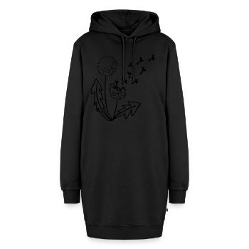 Pusteblume Löwenzahn Strichzeichnung - Hoodie-Kleid - Schwarz - Vorne - AI Model Female 172 light (172cm)