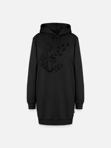 Pusteblume Löwenzahn Strichzeichnung - Hoodie-Kleid - Schwarz