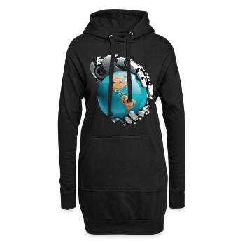 Roboter übernehmen die Welt - Hoodie-Kleid - Schwarz - Vorne