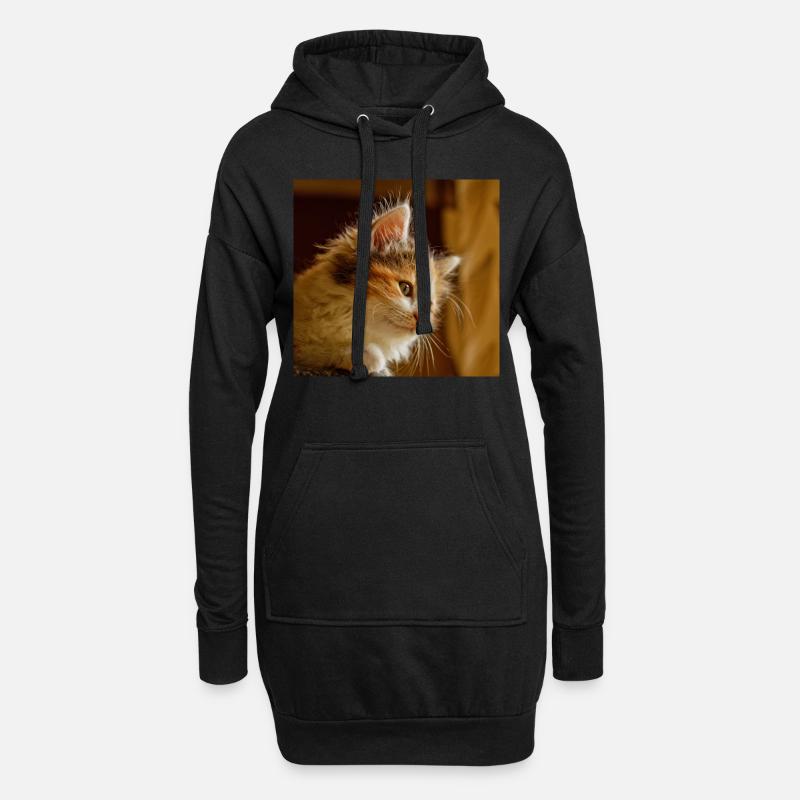 chat masque de chat masque de chat masque de chat - Sweat-shirt à capuche long Femme - noir