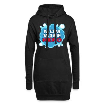 Mom wife hero - Sweat-shirt à capuche long Femme - noir - Devant