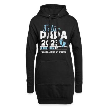 Futur papa 2023 chargement en cours - Sweat-shirt à capuche long Femme - noir - Devant
