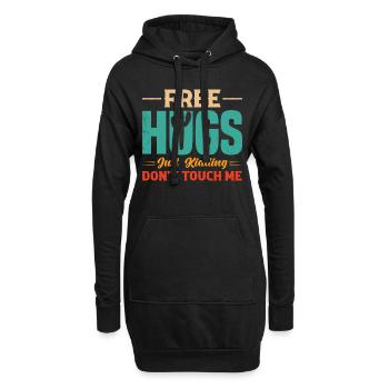Pas de câlins gratuits drôles dictons ironiques cactus - Sweat-shirt à capuche long Femme - noir - Devant