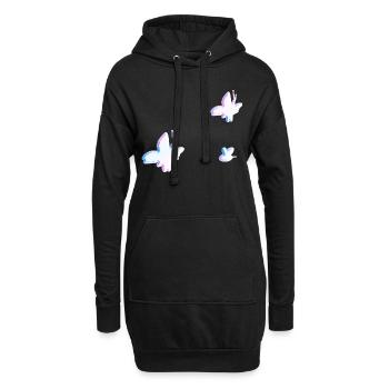 symboles rose trois animaux d’abeilles papillons - Sweat-shirt à capuche long Femme - noir - Devant