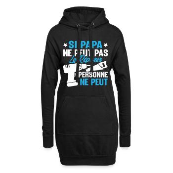 Si papa ne peut pas le réparer, personne ne peut - Sweat-shirt à capuche long Femme - noir - Devant