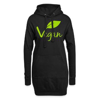 Vegan mit einem Blatt für Veganer und Vegetarier - Hoodie-Kleid - Schwarz - Vorne