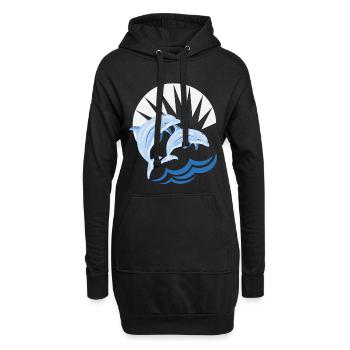 Delfine über den Wellen - Hoodie-Kleid - Schwarz - Vorne