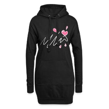 herz rosa symbol liebe muster linie - Hoodie-Kleid - Schwarz - Vorne