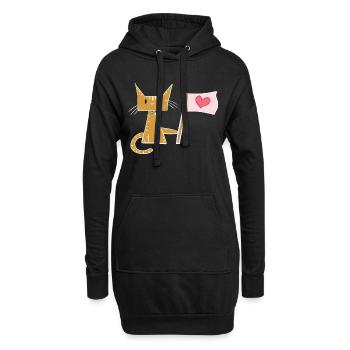 Liebe Flagge Herz Katze Tier - Hoodie-Kleid - Schwarz - Vorne