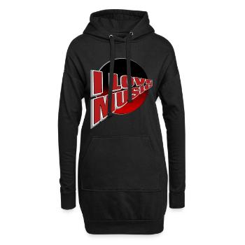 Ich liebe Musik - du auch? - Hoodie-Kleid - Schwarz - Vorne