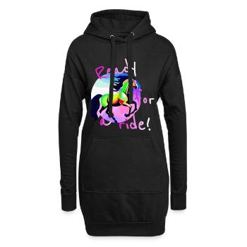 Motif coloré de fille montante galop à cheval - Sweat-shirt à capuche long Femme - noir - Devant