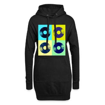 Pop-Art-Vinylalben - Hoodie-Kleid - Schwarz - Vorne